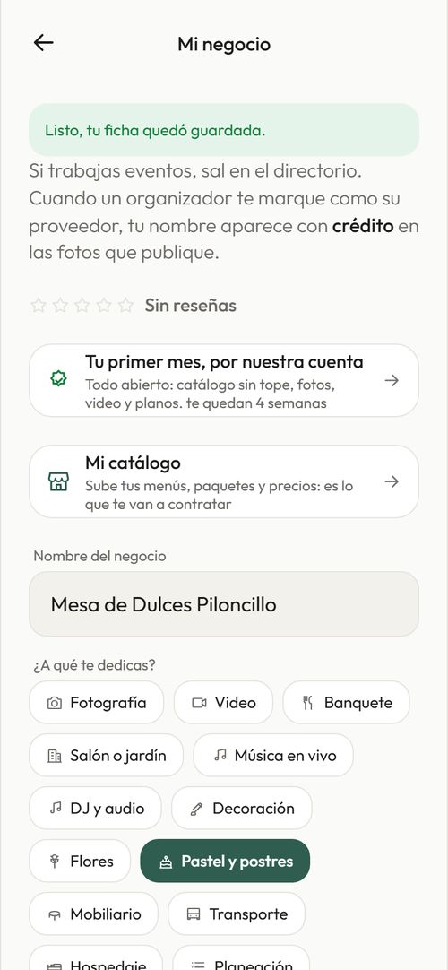 Mi negocio: Tu ficha, tu calificación y tus números.